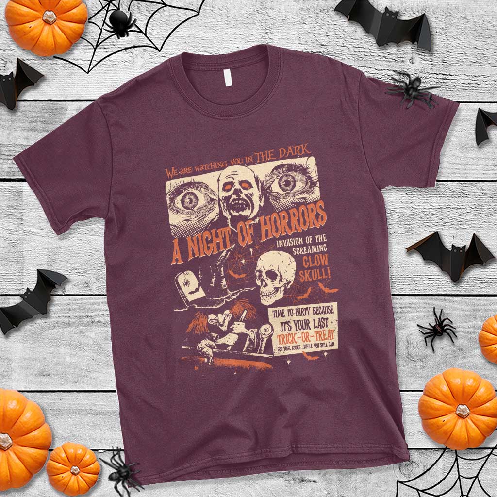 Halloween T Shirt Vintage Horror Movies Poster Skull Witch Grave Zombie - Wonder Print Shop