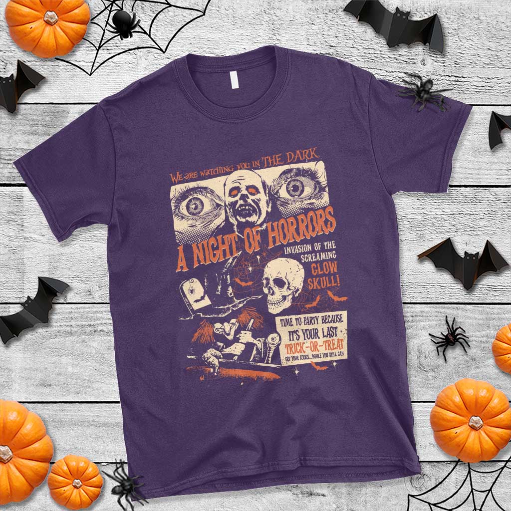 Halloween T Shirt Vintage Horror Movies Poster Skull Witch Grave Zombie - Wonder Print Shop