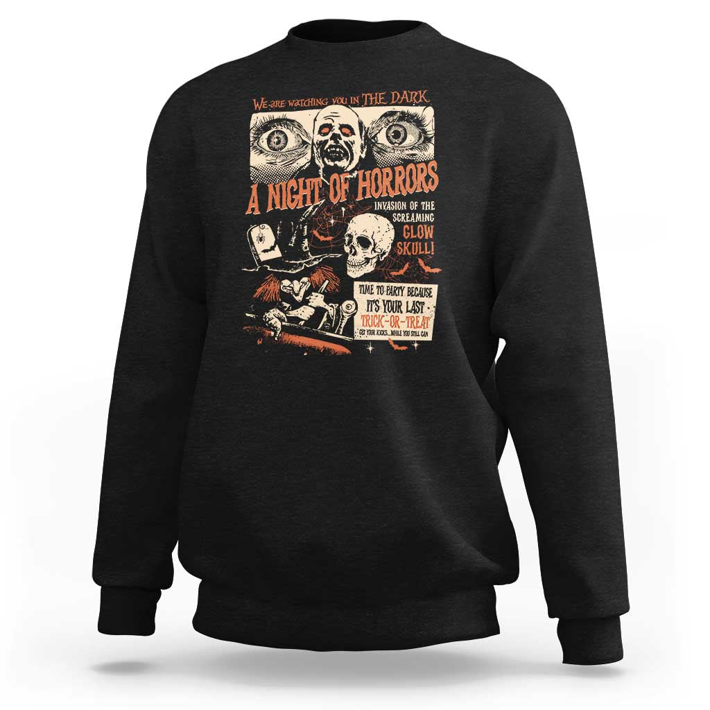 Halloween Sweatshirt Vintage Horror Movies Poster Skull Witch Grave Zombie - Wonder Print Shop
