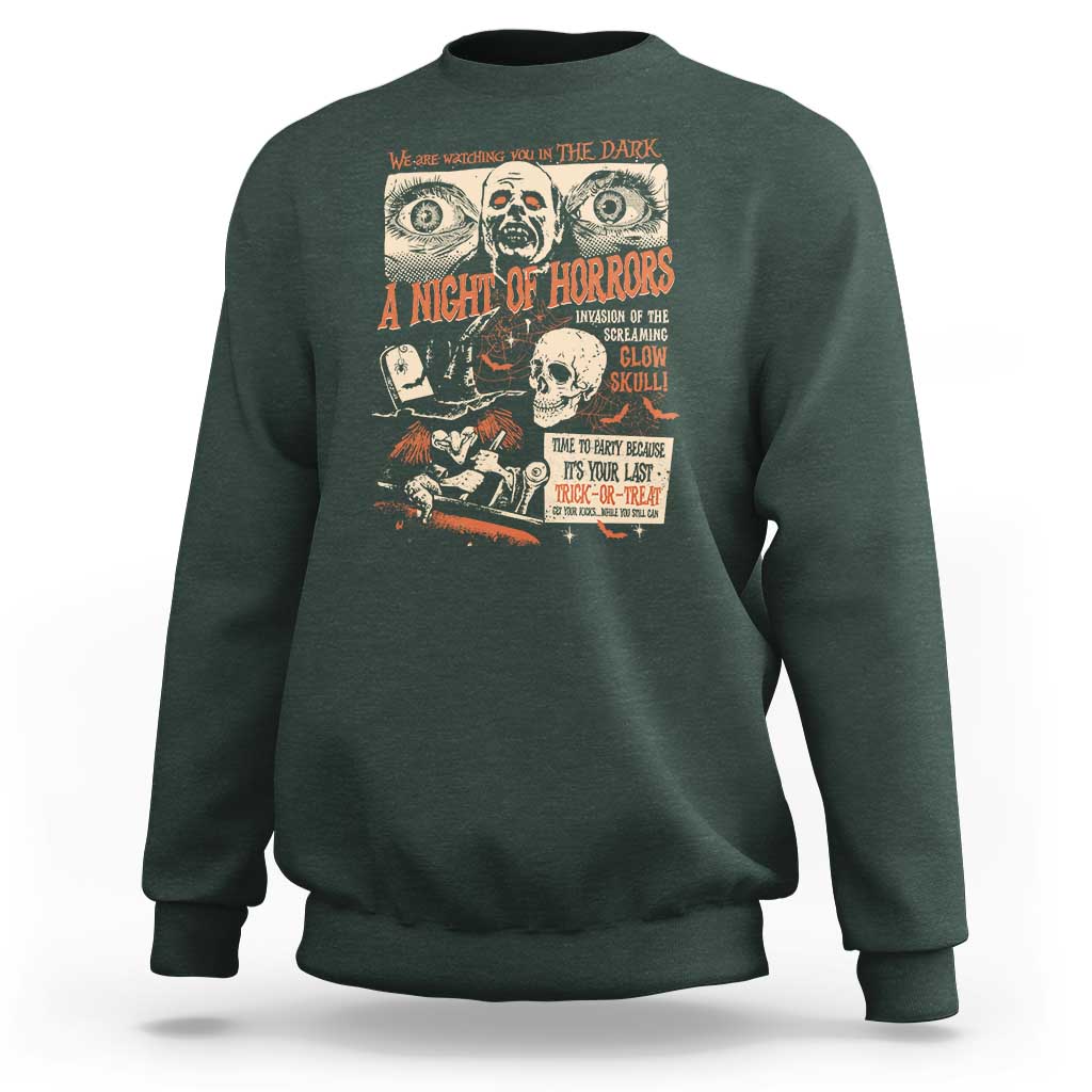 Halloween Sweatshirt Vintage Horror Movies Poster Skull Witch Grave Zombie - Wonder Print Shop
