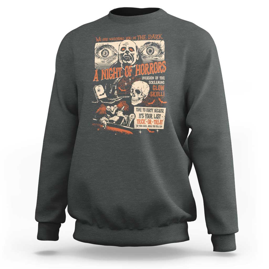 Halloween Sweatshirt Vintage Horror Movies Poster Skull Witch Grave Zombie - Wonder Print Shop