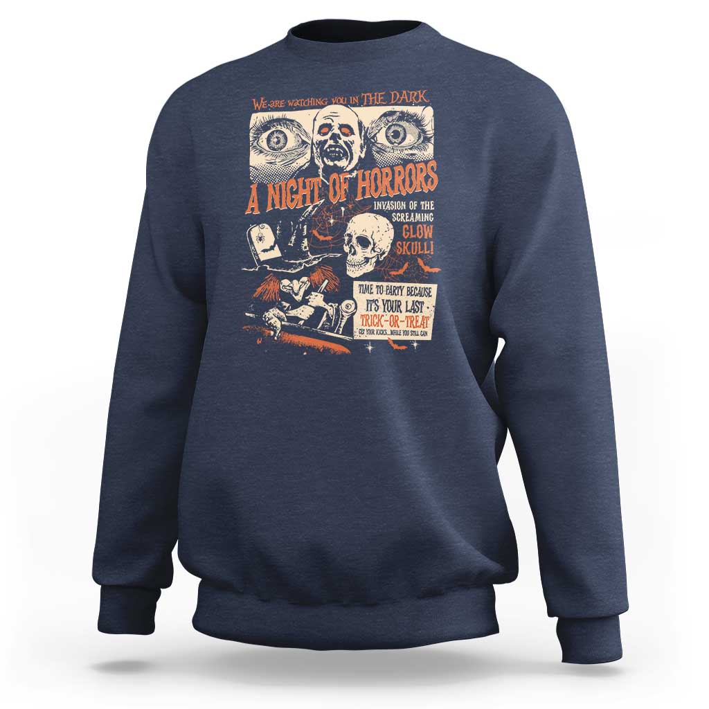 Halloween Sweatshirt Vintage Horror Movies Poster Skull Witch Grave Zombie - Wonder Print Shop
