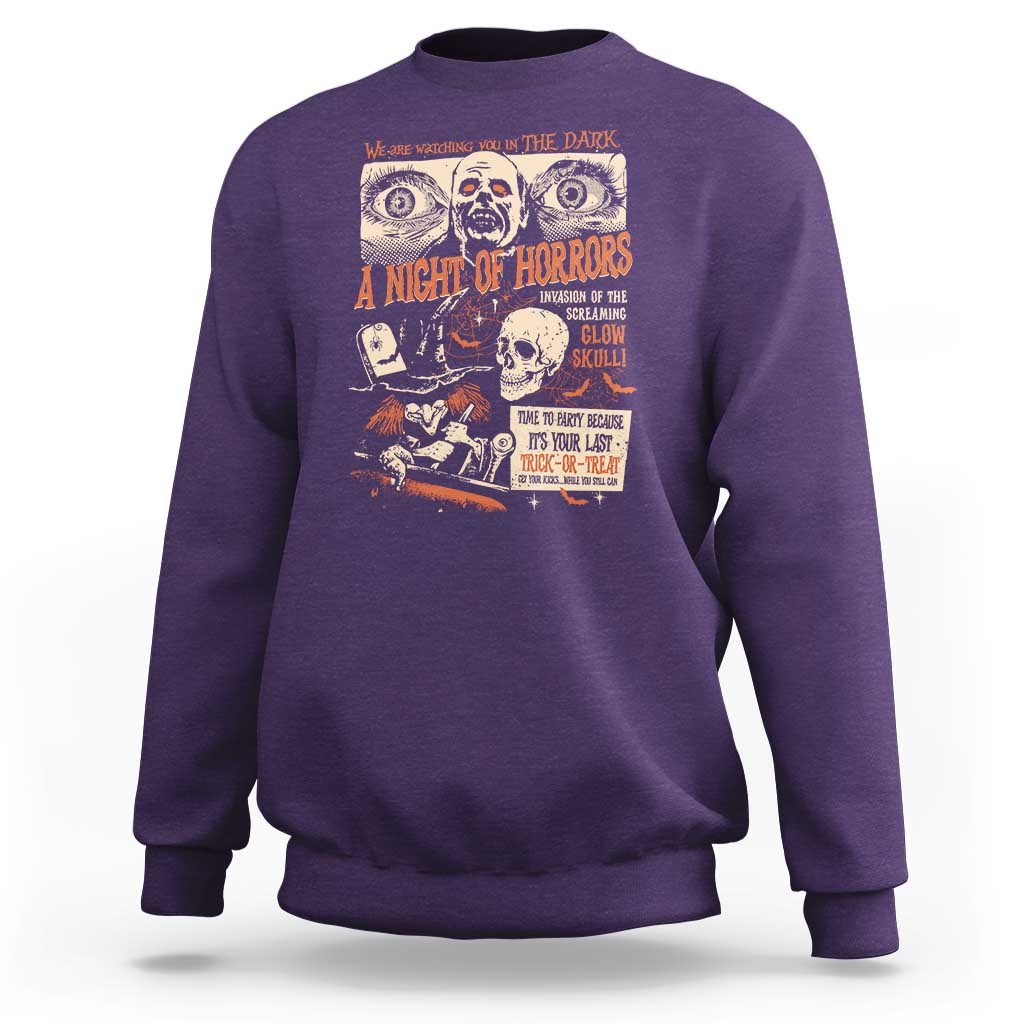 Halloween Sweatshirt Vintage Horror Movies Poster Skull Witch Grave Zombie - Wonder Print Shop