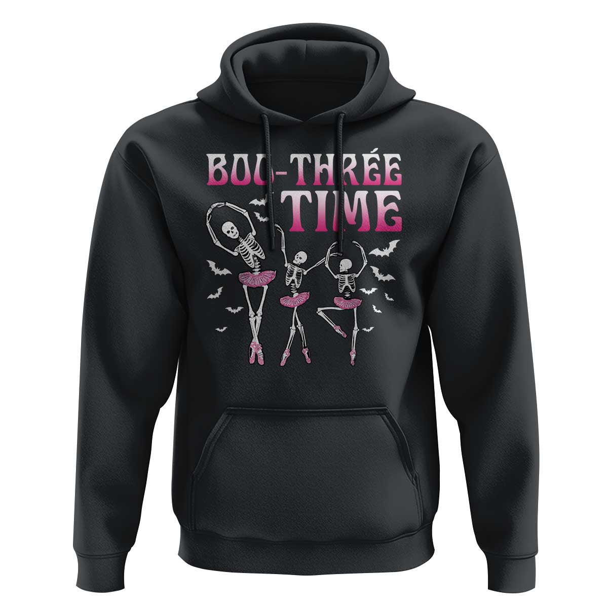 Funny Halloween Ballet Hoodie Boo Three Time Bourree Skeleton Dancer Bat - Wonder Print Shop