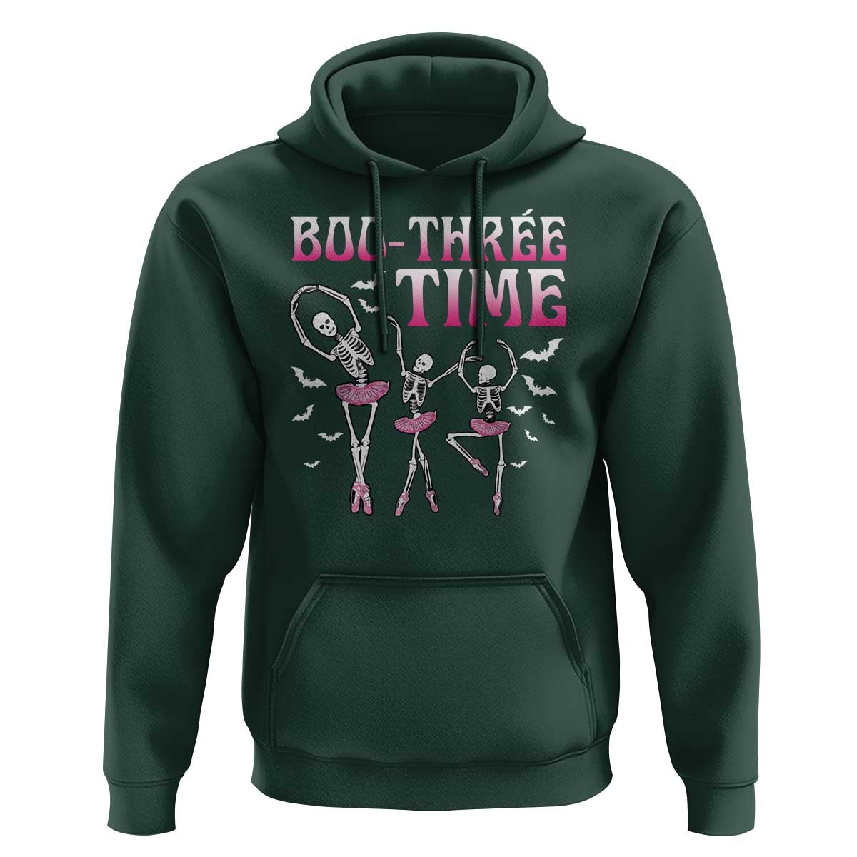 Funny Halloween Ballet Hoodie Boo Three Time Bourree Skeleton Dancer Bat - Wonder Print Shop