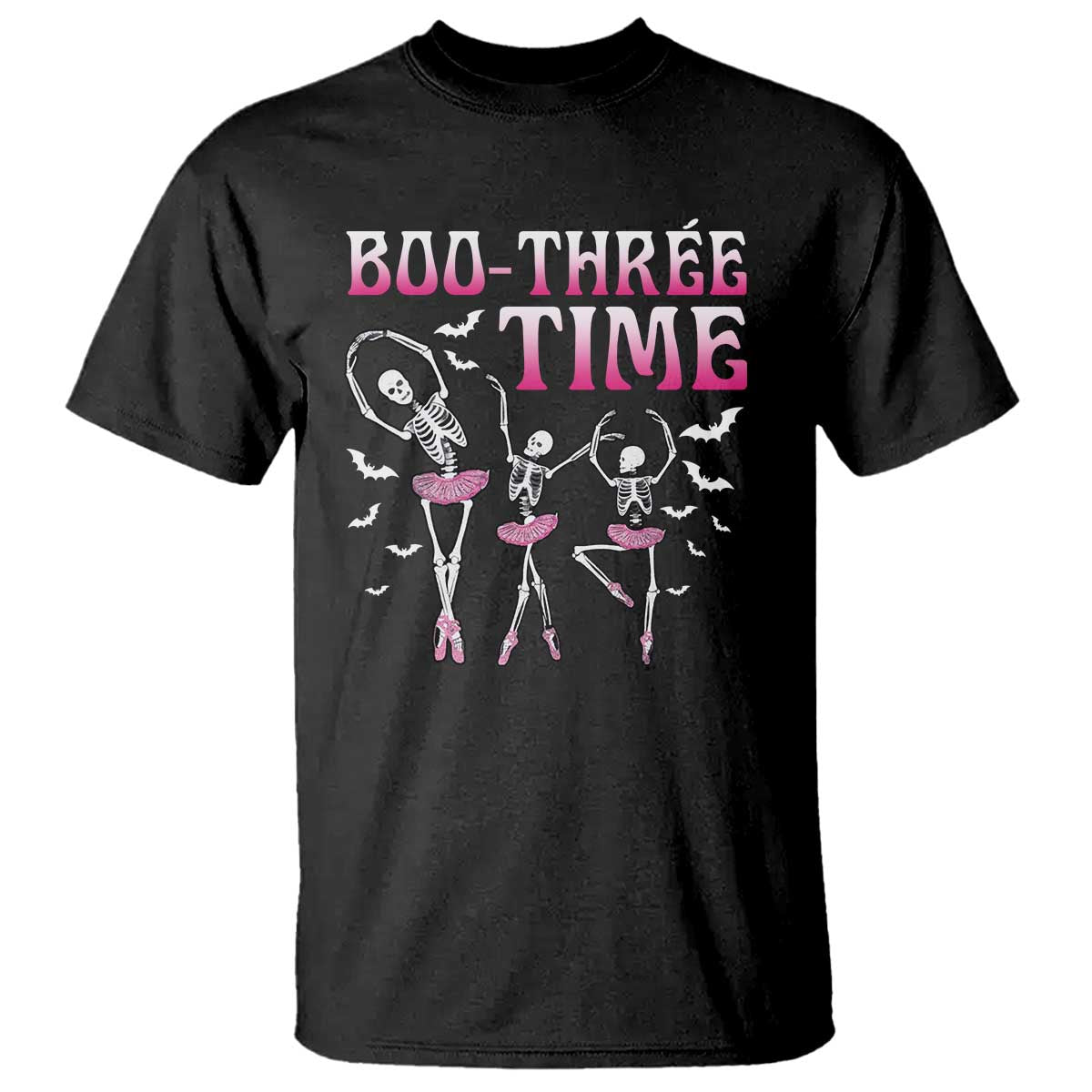 Funny Halloween Ballet T Shirt Boo Three Time Bourree Skeleton Dancer Bat - Wonder Print Shop