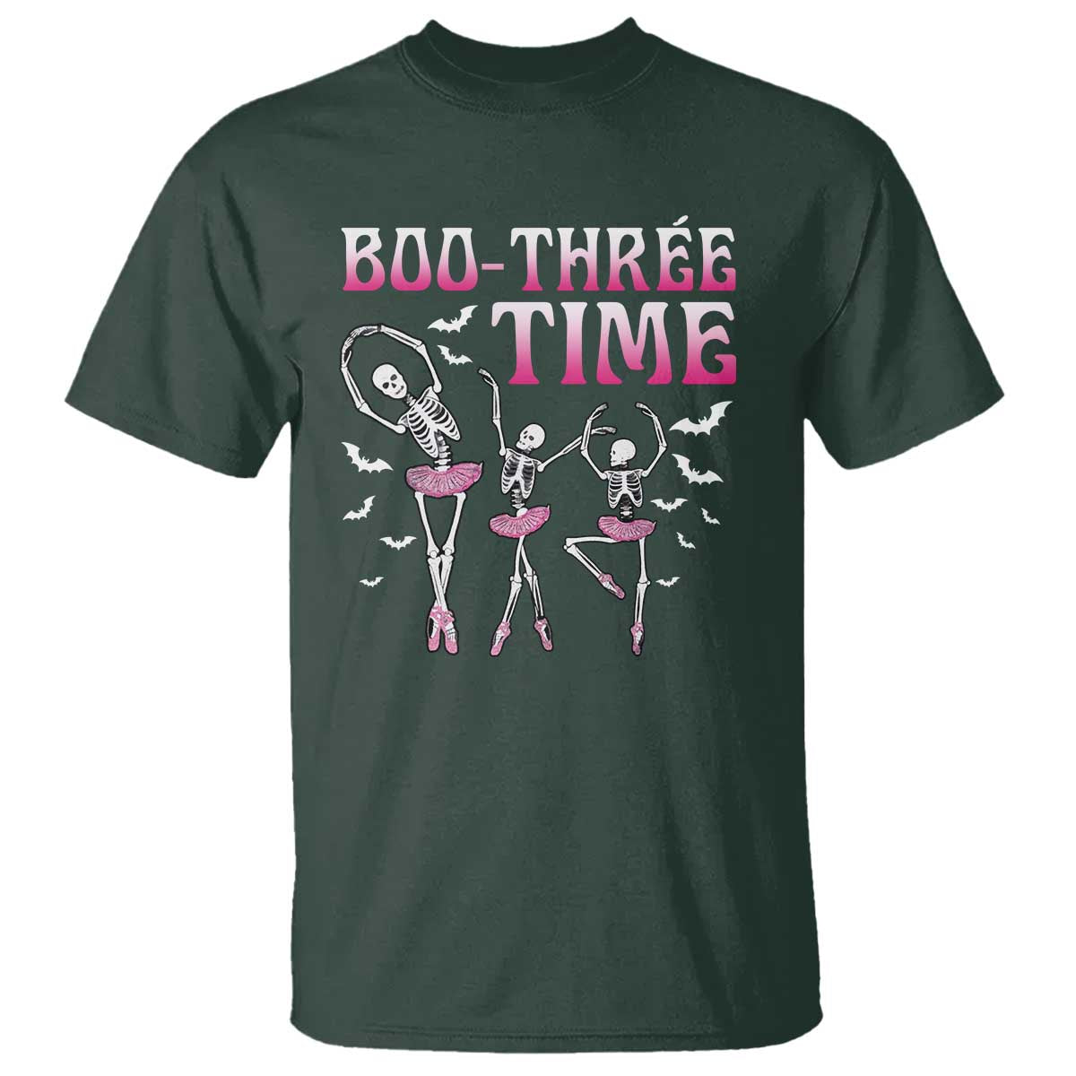 Funny Halloween Ballet T Shirt Boo Three Time Bourree Skeleton Dancer Bat - Wonder Print Shop