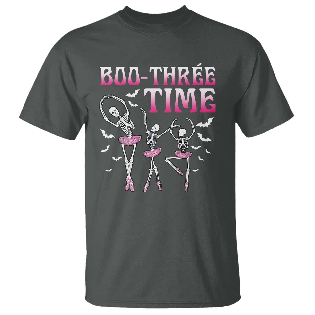 Funny Halloween Ballet T Shirt Boo Three Time Bourree Skeleton Dancer Bat - Wonder Print Shop