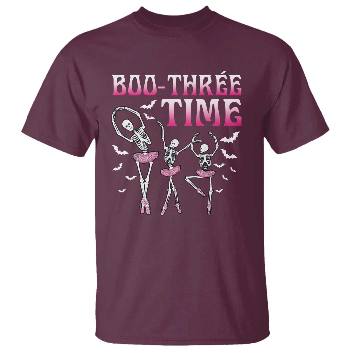 Funny Halloween Ballet T Shirt Boo Three Time Bourree Skeleton Dancer Bat - Wonder Print Shop