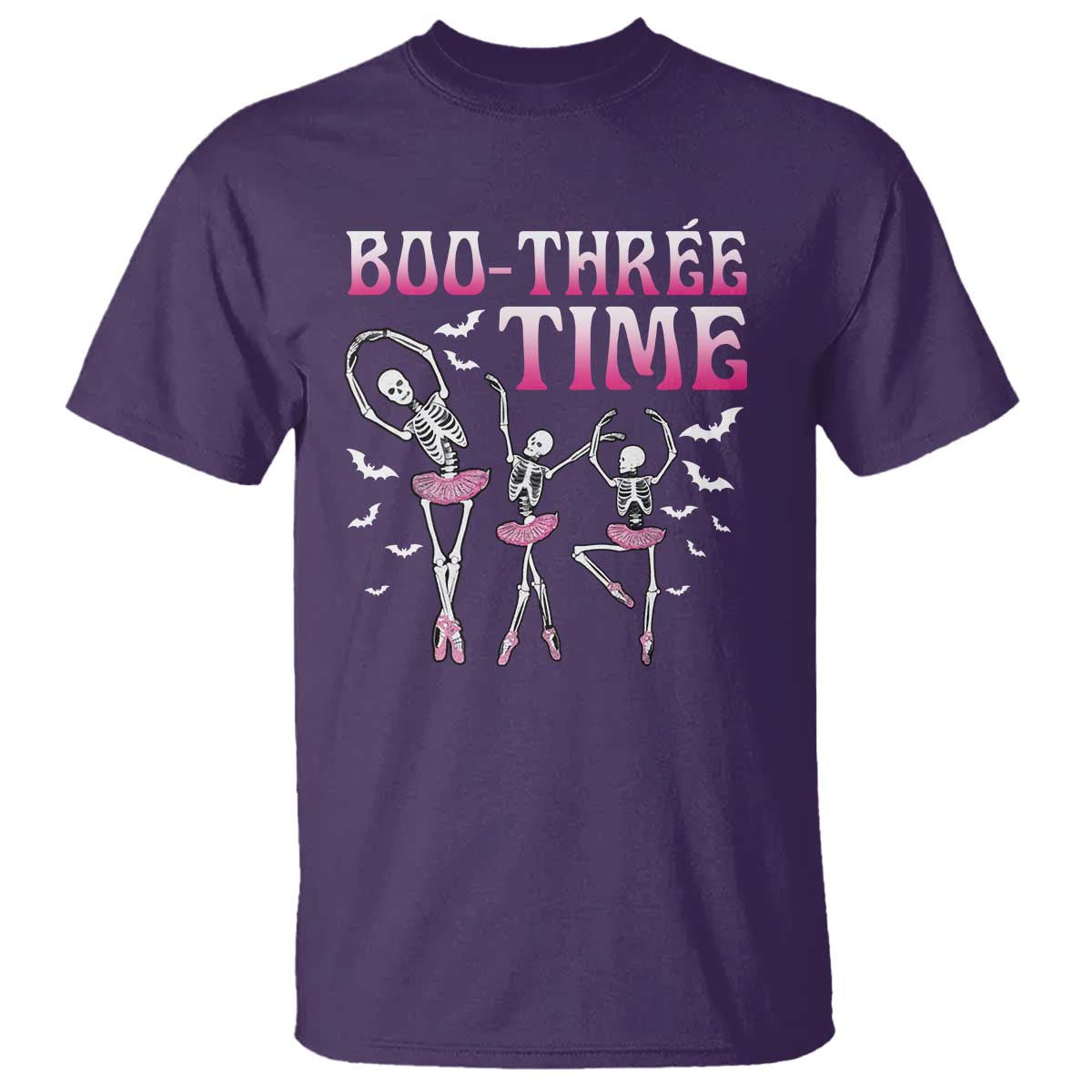 Funny Halloween Ballet T Shirt Boo Three Time Bourree Skeleton Dancer Bat - Wonder Print Shop