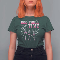 Funny Halloween Ballet T Shirt For Women Boo Three Time Bourree Skeleton Dancer Bat - Wonder Print Shop