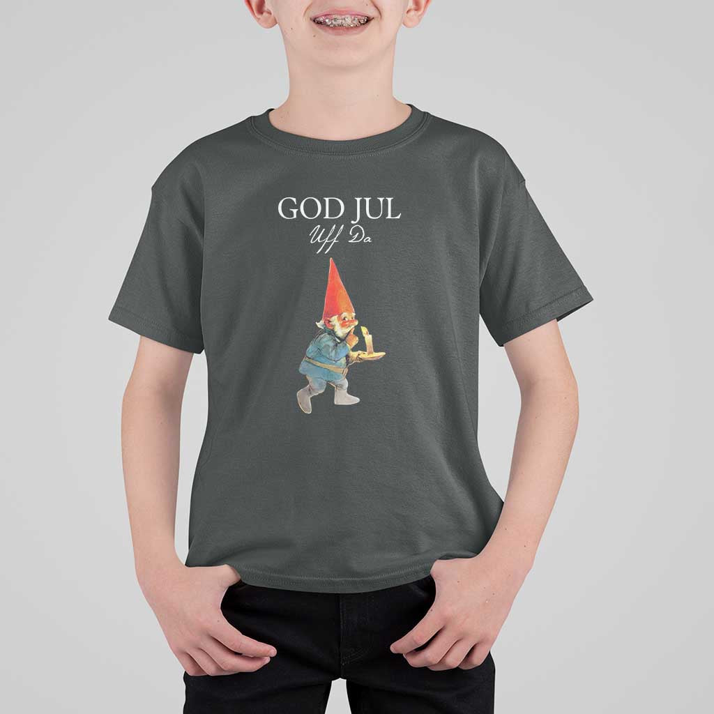 Funny Yule Tomte T Shirt For Kid God Jul Uff Da Swedish Christmas Gnome - Wonder Print Shop