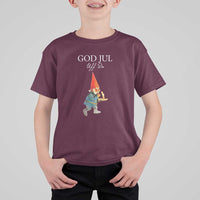 Funny Yule Tomte T Shirt For Kid God Jul Uff Da Swedish Christmas Gnome - Wonder Print Shop