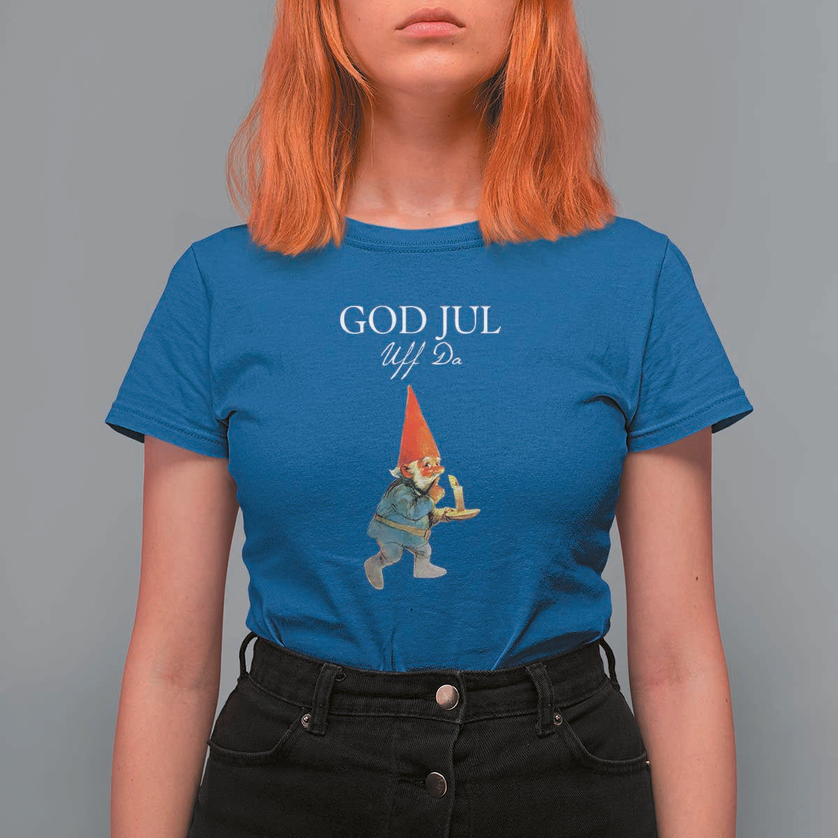 Funny Yule Tomte T Shirt For Women God Jul Uff Da Swedish Christmas Gnome - Wonder Print Shop