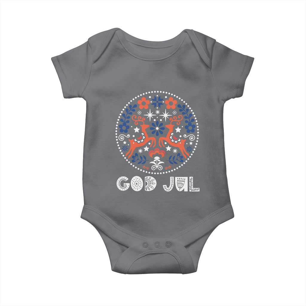 Yule God Jul Baby Onesie Folk Art Scandinavian Reindeers