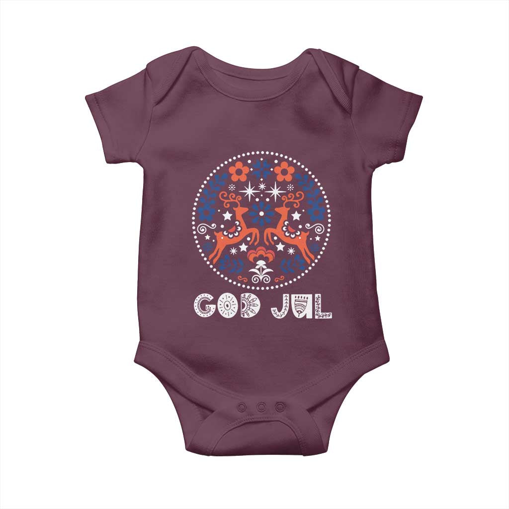 Yule God Jul Baby Onesie Folk Art Scandinavian Reindeers