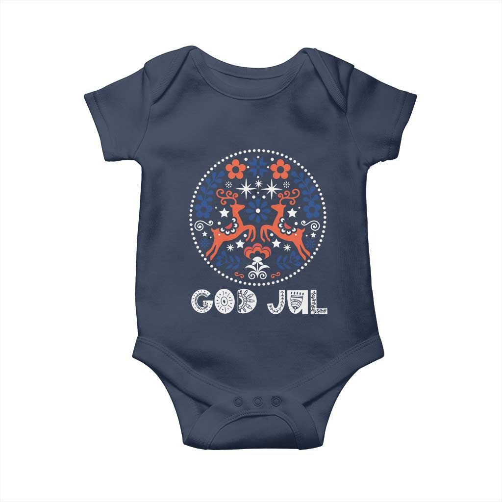 Yule God Jul Baby Onesie Folk Art Scandinavian Reindeers