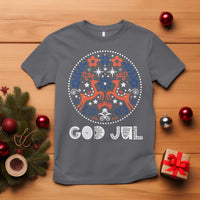 Yule God Jul T Shirt Folk Art Scandinavian Reindeers - Wonder Print Shop