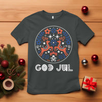 Yule God Jul T Shirt Folk Art Scandinavian Reindeers - Wonder Print Shop