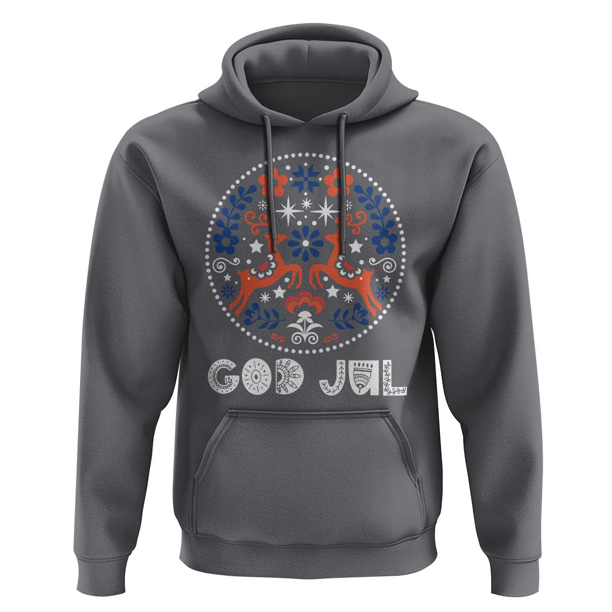Yule God Jul Hoodie Folk Art Scandinavian Reindeers