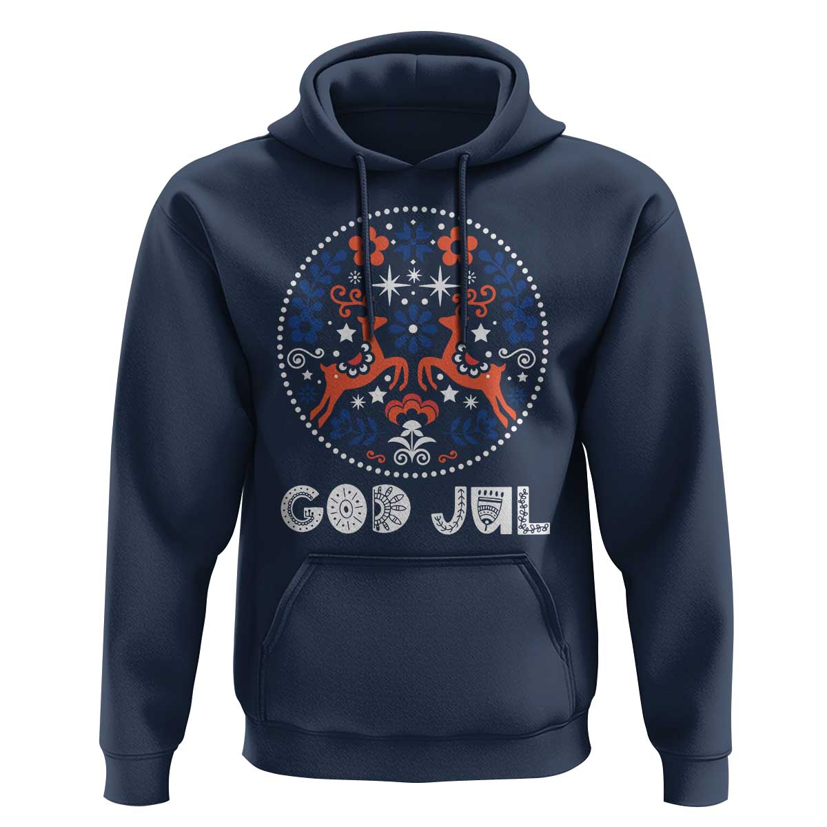 Yule God Jul Hoodie Folk Art Scandinavian Reindeers