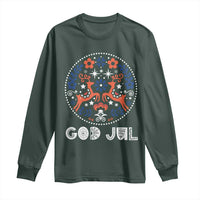Yule God Jul Long Sleeve Shirt Folk Art Scandinavian Reindeers