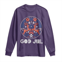 Yule God Jul Long Sleeve Shirt Folk Art Scandinavian Reindeers
