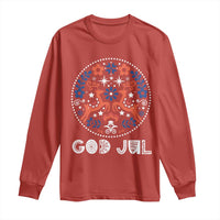 Yule God Jul Long Sleeve Shirt Folk Art Scandinavian Reindeers