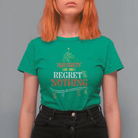 Funny Christmas T Shirt For Women On The Naughty List And I Regret Nothing Xmas Tree - Wonder Print Shop