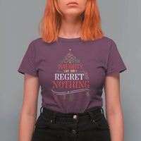 Funny Christmas T Shirt For Women On The Naughty List And I Regret Nothing Xmas Tree - Wonder Print Shop
