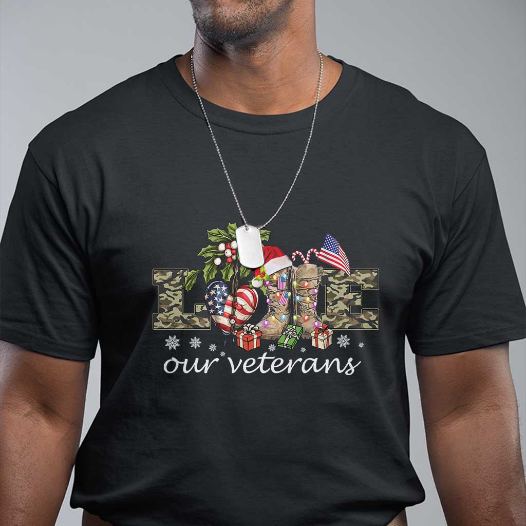 Love Our Veterans T Shirt Veterans Day Proud Military American Flag - Wonder Print Shop