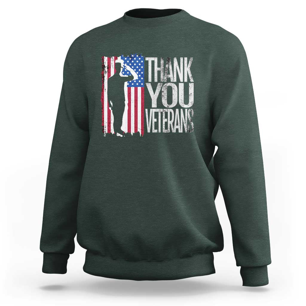 Thank You Veterans Sweatshirt Veterans Day Proud Military American Flag - Wonder Print Shop