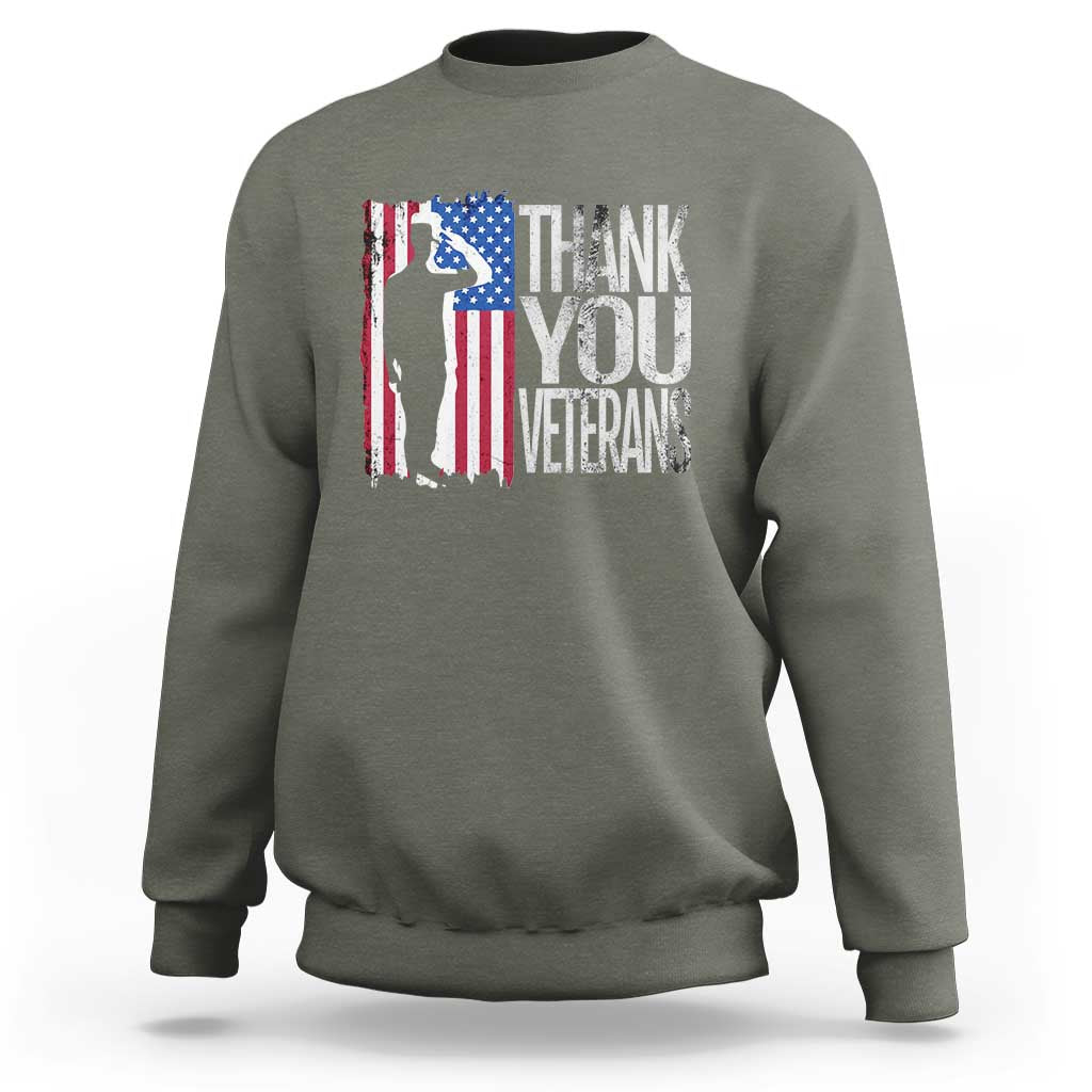 Thank You Veterans Sweatshirt Veterans Day Proud Military American Flag - Wonder Print Shop
