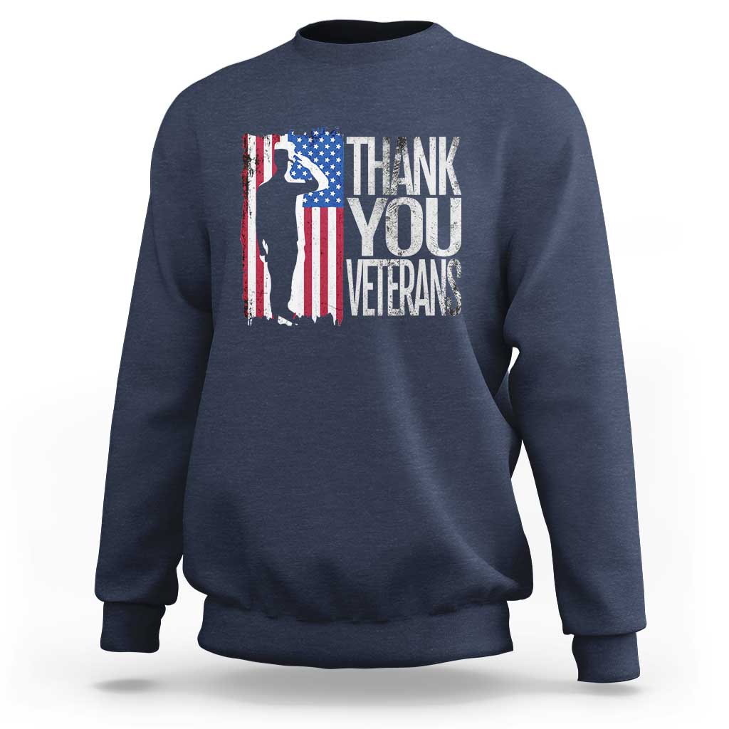Thank You Veterans Sweatshirt Veterans Day Proud Military American Flag - Wonder Print Shop