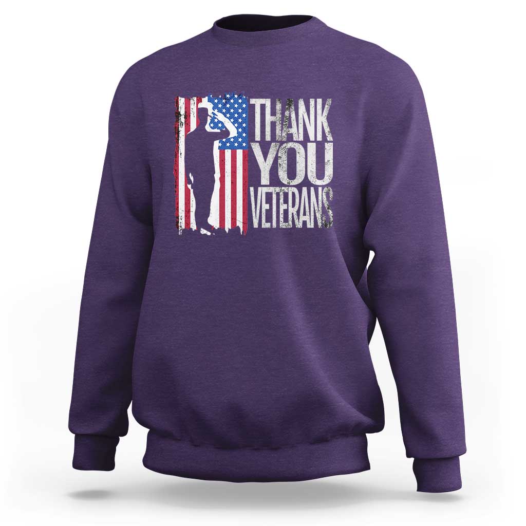Thank You Veterans Sweatshirt Veterans Day Proud Military American Flag - Wonder Print Shop