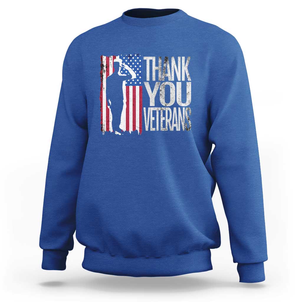 Thank You Veterans Sweatshirt Veterans Day Proud Military American Flag - Wonder Print Shop