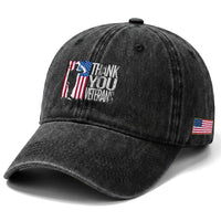 Thank You Veterans Washed Cotton Baseball Cap Veterans Day Proud Military American Flag