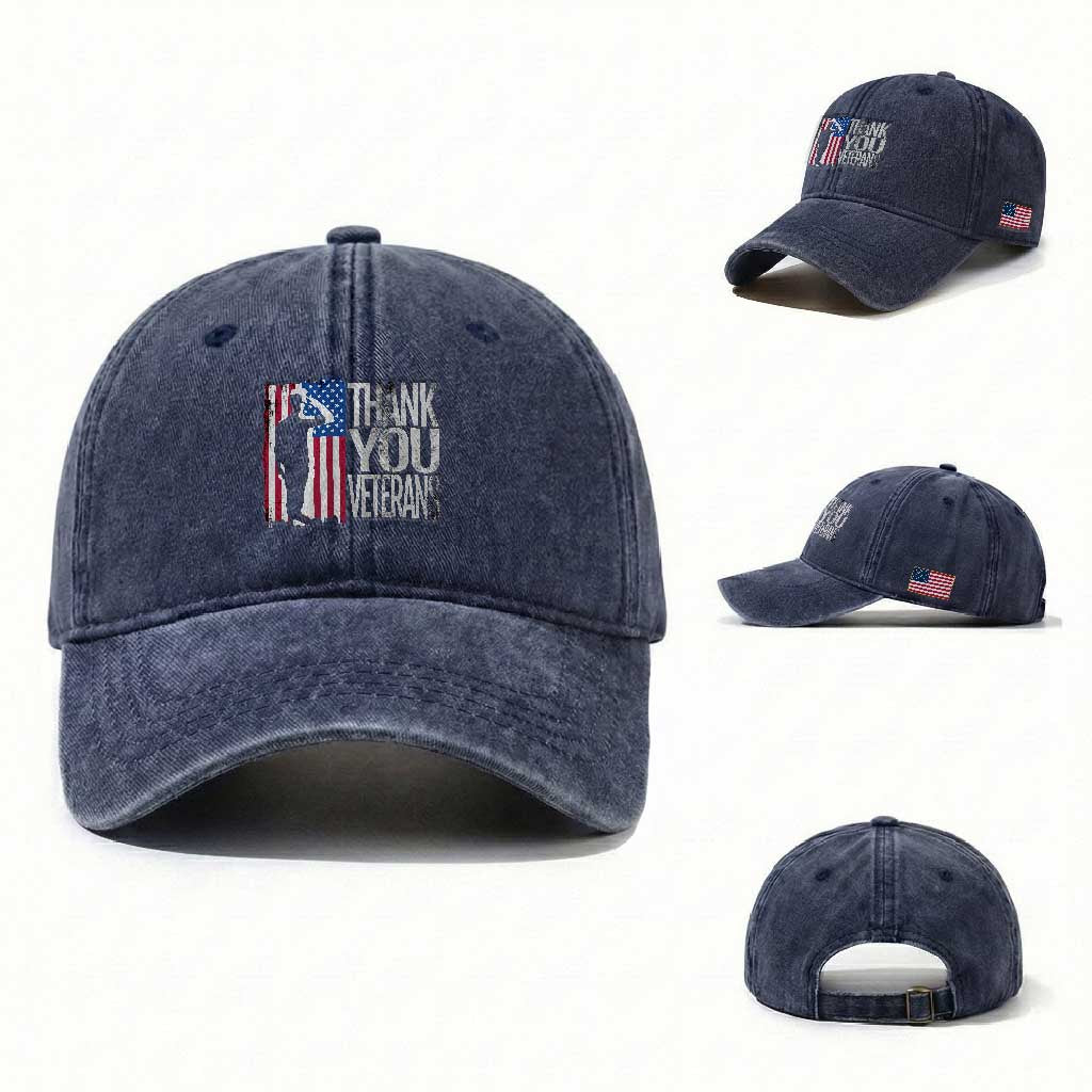 Thank You Veterans Washed Cotton Baseball Cap Veterans Day Proud Military American Flag