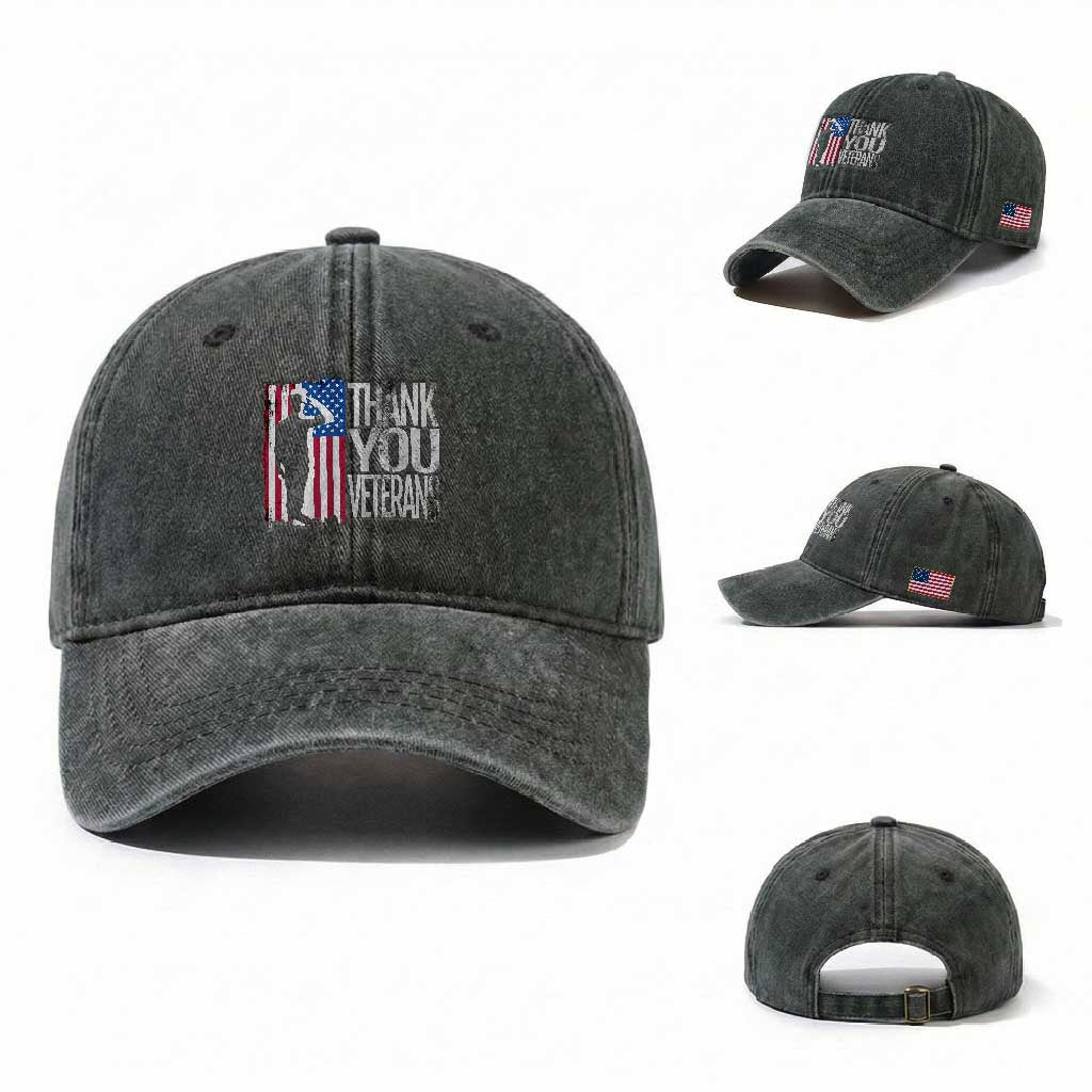 Thank You Veterans Washed Cotton Baseball Cap Veterans Day Proud Military American Flag