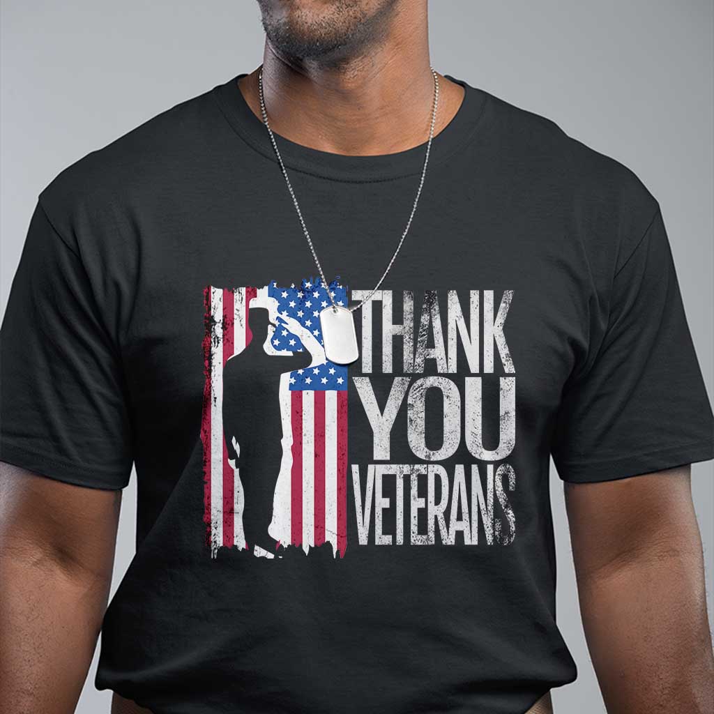 Thank You Veterans T Shirt Veterans Day Proud Military American Flag - Wonder Print Shop