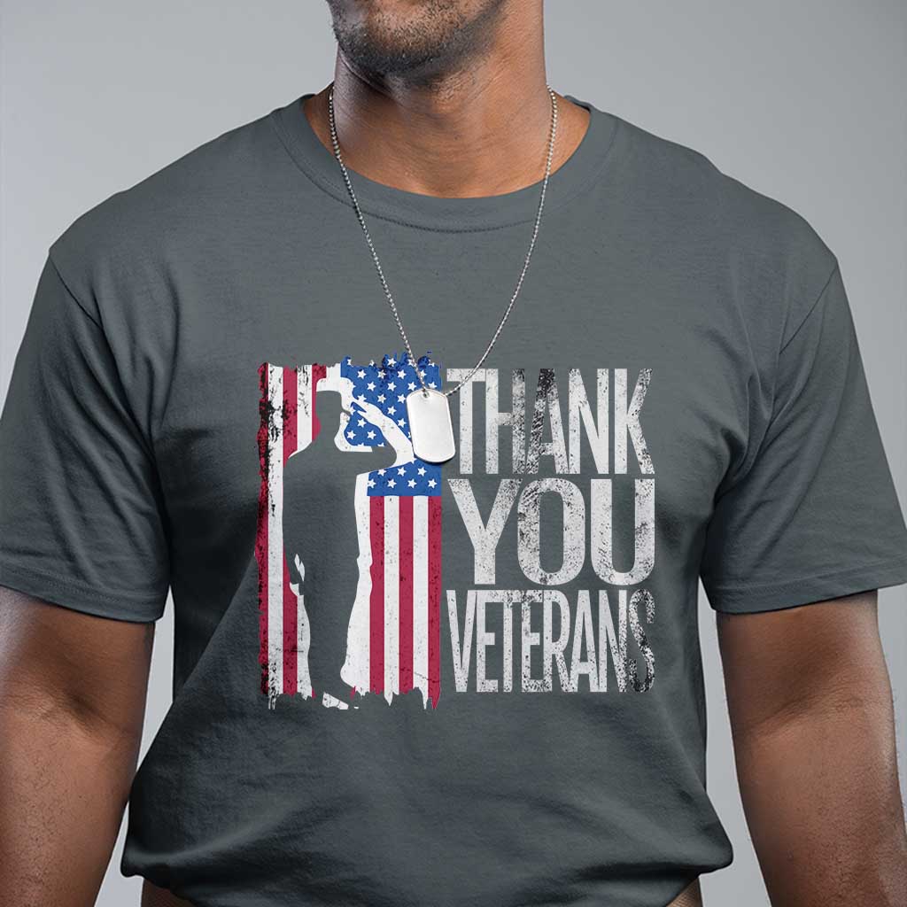 Thank You Veterans T Shirt Veterans Day Proud Military American Flag - Wonder Print Shop