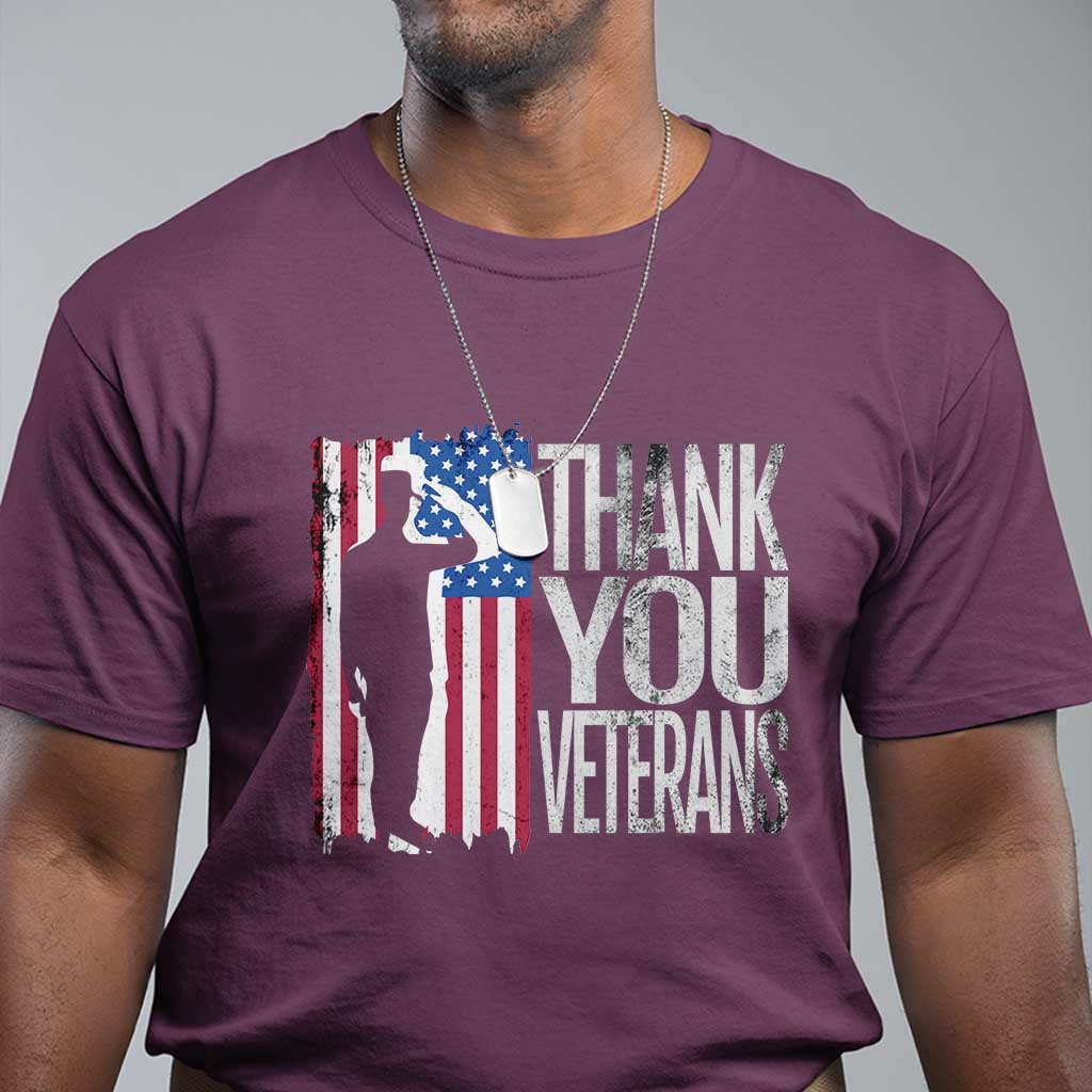 Thank You Veterans T Shirt Veterans Day Proud Military American Flag - Wonder Print Shop