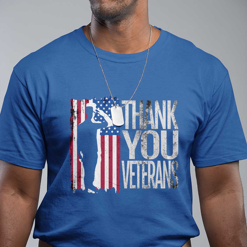 Thank You Veterans T Shirt Veterans Day Proud Military American Flag - Wonder Print Shop