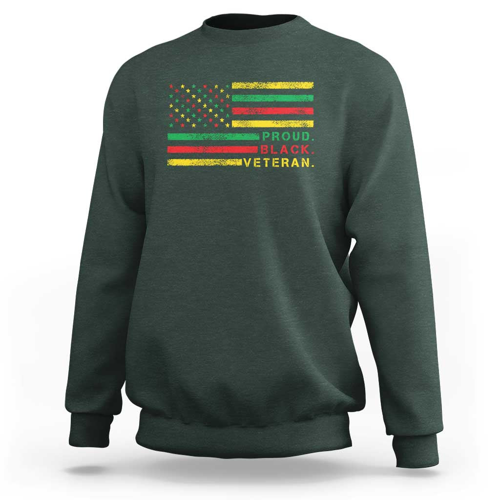 Proud Black Veteran Sweatshirt Veterans Day Proud Military American Flag - Wonder Print Shop