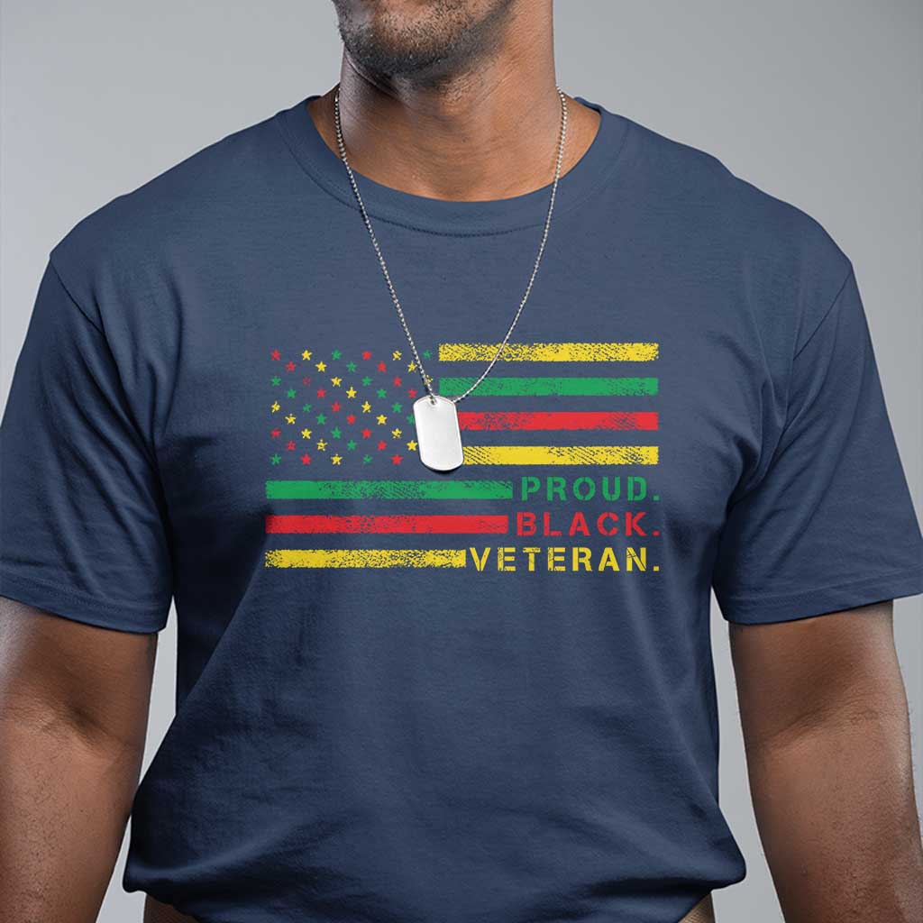 Proud Black Veteran T Shirt Veterans Day Proud Military American Flag - Wonder Print Shop