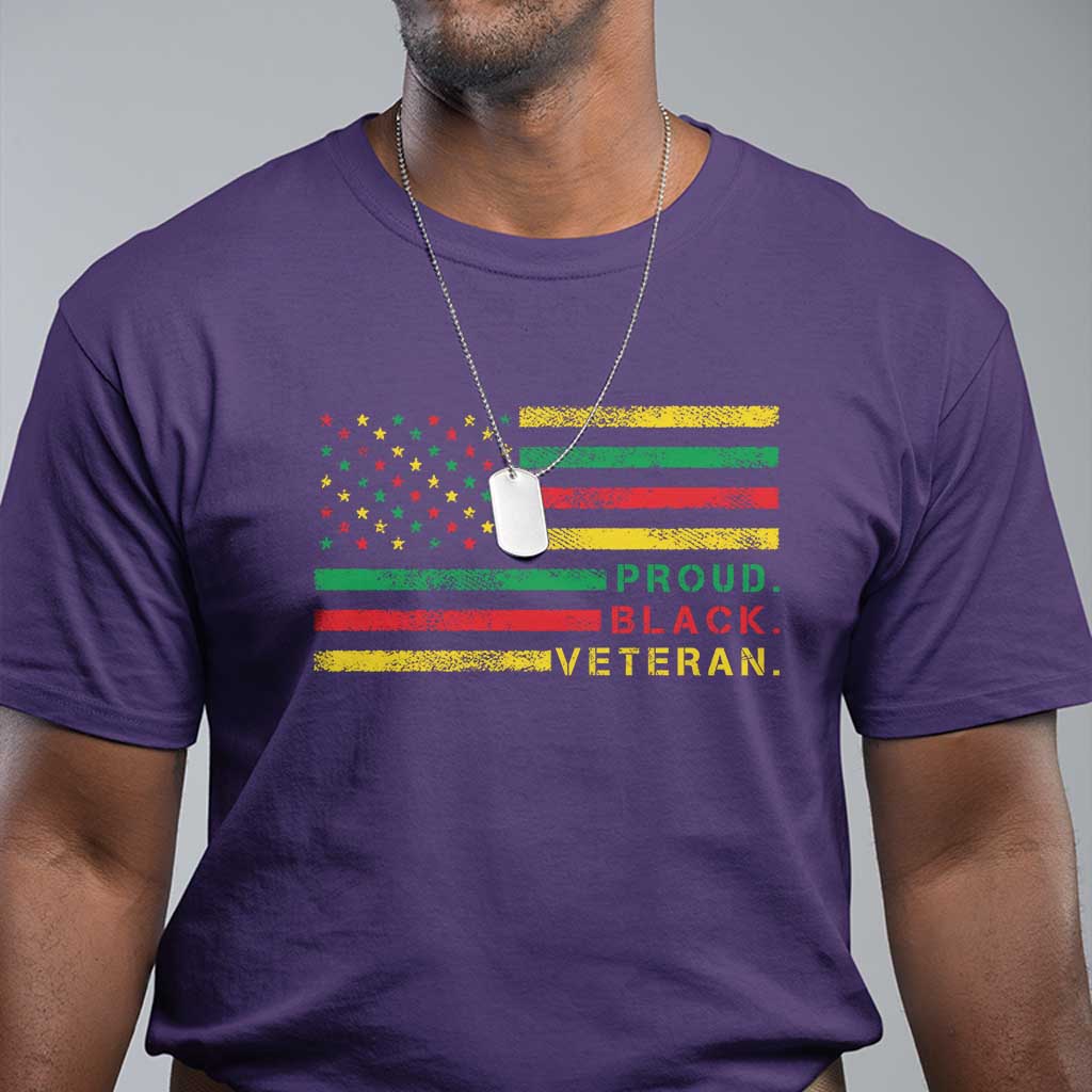 Proud Black Veteran T Shirt Veterans Day Proud Military American Flag - Wonder Print Shop