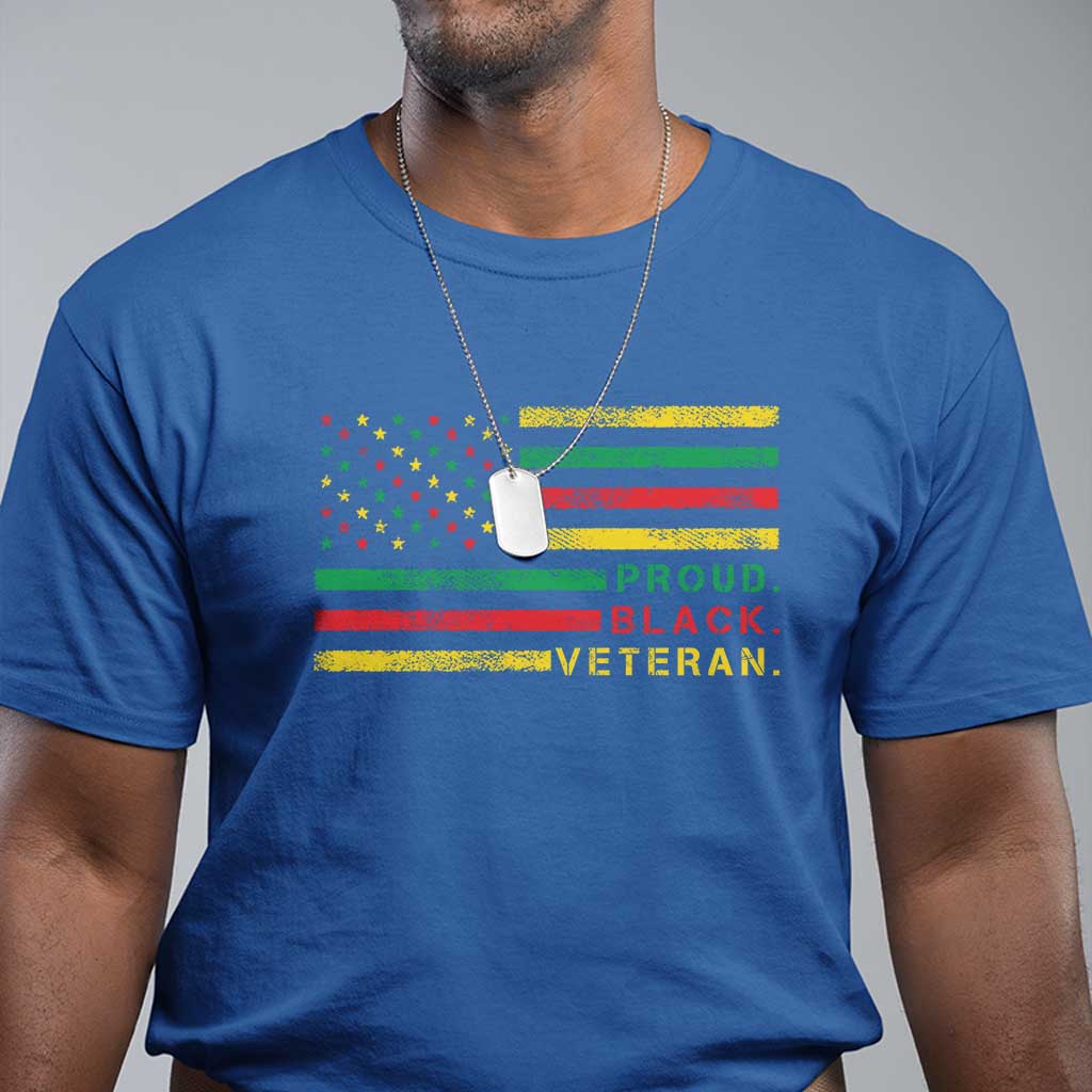 Proud Black Veteran T Shirt Veterans Day Proud Military American Flag - Wonder Print Shop
