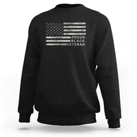 Proud Black Veteran Sweatshirt Veterans Day Proud Vintage American Flag Military - Wonder Print Shop