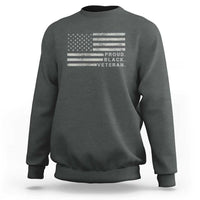 Proud Black Veteran Sweatshirt Veterans Day Proud Vintage American Flag Military - Wonder Print Shop