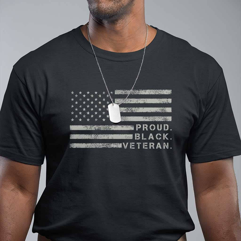 Proud Black Veteran T Shirt Veterans Day Proud Vintage American Flag Military - Wonder Print Shop